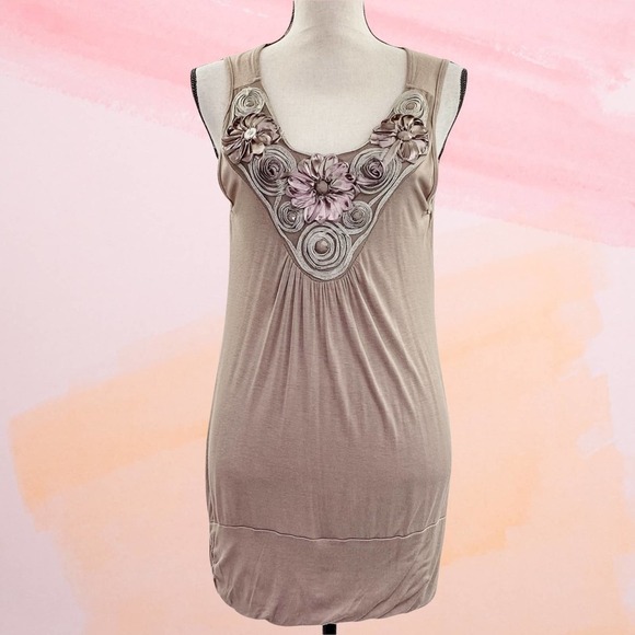 AGENDA Tan Embellished Beaded Sleeveless Blouse - Picture 10 of 10